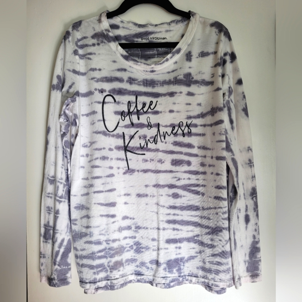 Good hYOUman long sleeve shirt tie-dye 'Coffee & Kindess' Size XSmall